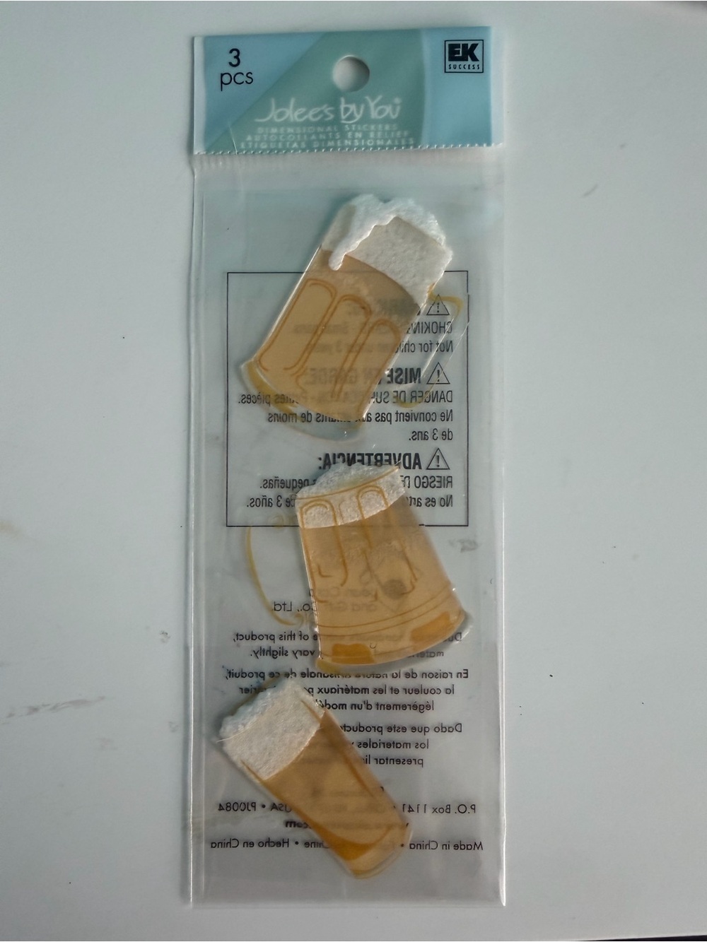 EK Success Brands Jolees by You Dimensional Beer Stickers Handmade 3 pcs